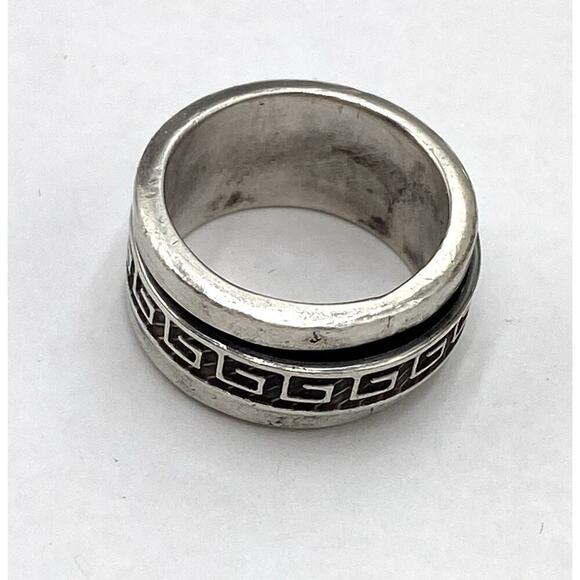 925 Sterling Silver Ring Spinner Greek Key Design Women’s 5.5 Artisan 9.08g - Picture 11 of 13